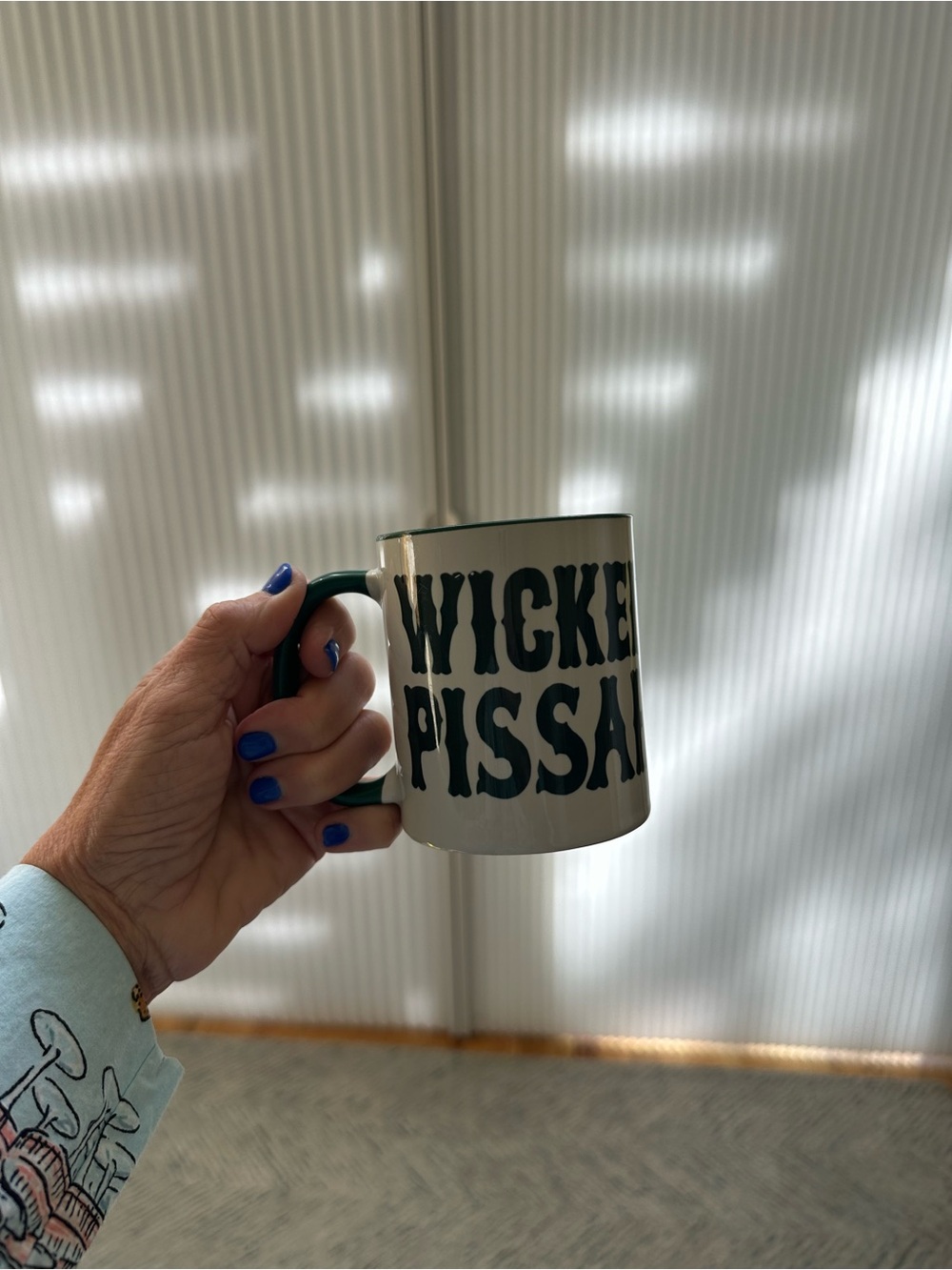 Wicked Pissah Ceramic Mug in Cream and Dark Green